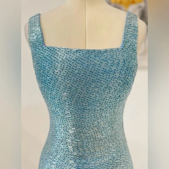 STAUD Le Sable Beaded Mini Blue Dress - Picture 6 of 11
